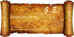Geosits Erik névjegykártya